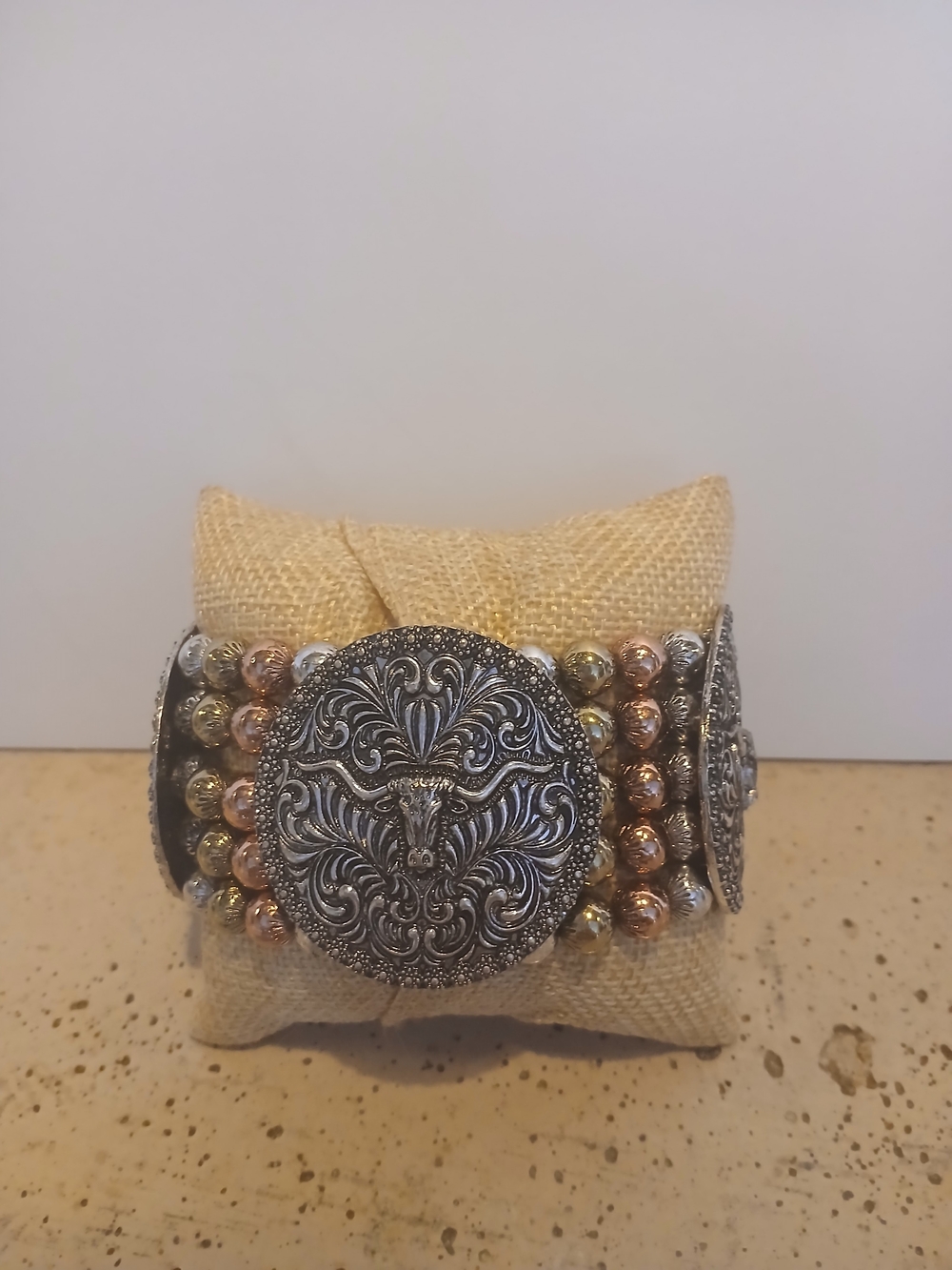 ICON Mixed Metal Concho Stretch Bracelet - Silver, Gold, Rose-Gold